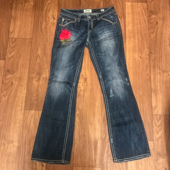 HP🎉MEK “New Oaxaca Bootcut” Sexy Red Rose Jeans - Picture 3 of 9